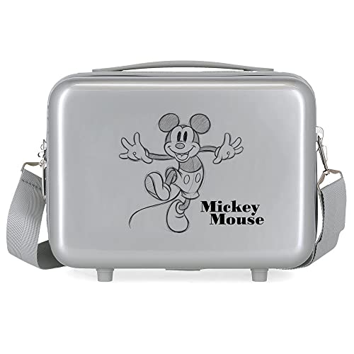 Disney Trousse da toilette  100 Mickey Joyful Happy Adattabile Grigio 29x21x15 cm ABS rigido 9.14L 0.8 kg