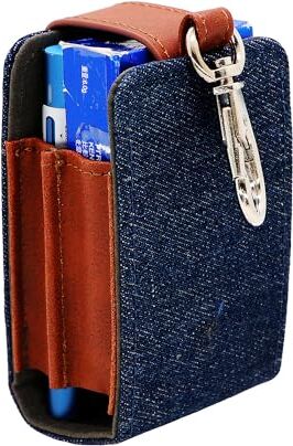 HLMNAKE Denim + custodia in pelle PU per scaldabagno Glo Hyper X2 Air, custodia protettiva per tabacco elettrico Heater Case, blu scuro