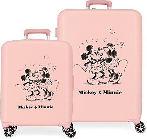 Disney Mickey & Minnie Kisses Nude Valigia Set 55/70 cm ABS Rigido Chiusura TSA Integrata 88L 6,8 kg 4 Doppie Ruote Bagaglio a Mano