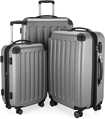 Hauptstadtkoffer SPREE Set di 3 valigie, Valigie rigide, Trolley con 4 doppie ruote, Bagaglio da viaggio opaco, Set da viaggio, TSA, (S, M e L), Argento