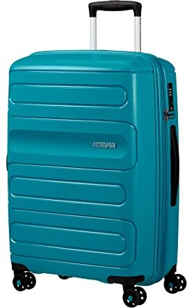 American Tourister Sunside Spinner M Valigia espandibile, 67,5 cm, 72,5/83,5 l, colore: Turchese (Totally Teal), Turchese (Totally Teal), M (67.5 cm 72.5/83.5 L), Valigetta e trolley