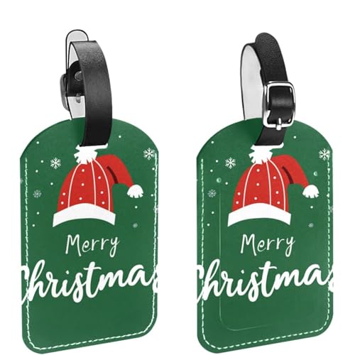 KQNZT Etichette per bagagli, 2 etichette personalizzate per bagagli, etichette da viaggio per bagagli, etichette per bagagli, etichette per bagagli, fiocco di neve Buon Natale, verde