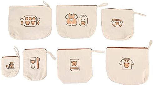 CHIPREX Borsa Portaoggetti da 7 Pezzi con Set Impermeabile Per Bambini in Tela con Orsacchiotto da Viaggio, Borse Impermeabili Per Organizer Per Trucco da Viaggio E in Movimento