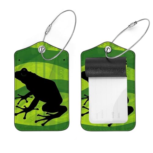 FNETJXF Etichette per bagagli, confezione da 2 etichette personalizzate per valigie, etichette per borse per bagagli, etichette da viaggio, etichette per bagagli, sagoma di animali rana verde