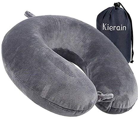 life hall Cuscino da viaggio Cuscino di supporto per il collo in memory foam, pacchetto rapido compatto e leggero di lusso per il campeggio, per dormire (grigio)