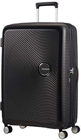 American Tourister Soundbox, Spinner Espandibile Bagaglio a Mano Unisex Adulto, Nero (Bass Black), L (77 cm 110 L)