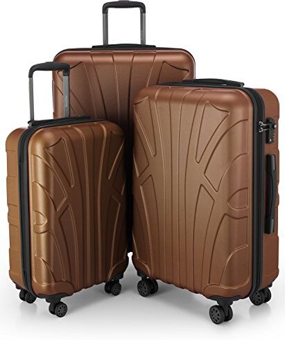 SUITLINE Trolley da cabina rigido aereo, bagaglio a mano leggero 55 cm, 34 litri, Marrone