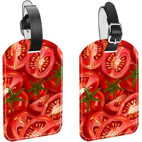 KQNZT Etichette per bagagli, 2 etichette per valigie, etichette per bagagli in pelle, etichette per bagagli carine, etichette per bagagli uniche, pomodoro vegetale rosso