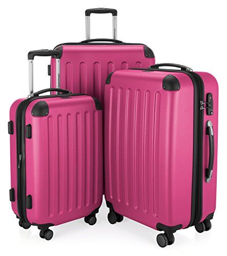 Hauptstadtkoffer SPREE Set di 3 valigie, Valigie rigide, Trolley con 4 doppie ruote, Bagaglio da viaggio opaco, Set da viaggio, TSA, (S, M e L), Rosa