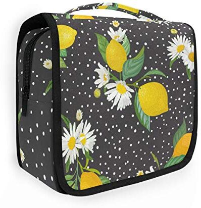 CaTaKu Tropical Pois Margherita Limone Tropicale Tropicale Borsa Cosmetici Borsa da Viaggio Impermeabile Borsa Organizzatore per Uomo E Donna