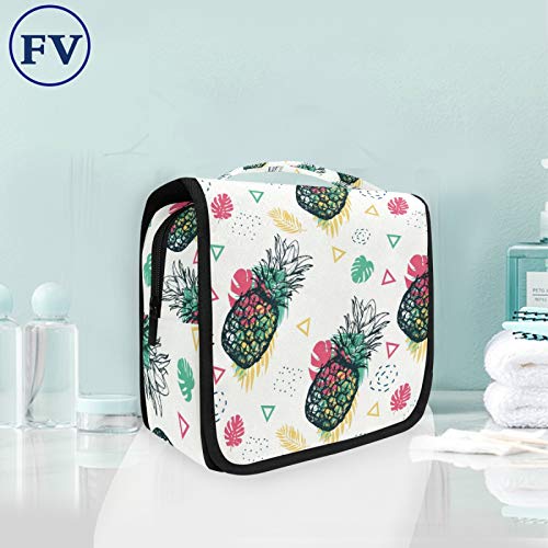 BEUSS Ananas Verde Art Appeso Pieghevole da Toilette Borsa da viaggio Trousse da Toilette Beauty Case per da Donna Ragazza