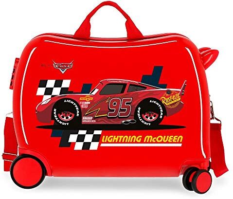 Disney Valigia per bambini 2 ruote multidirezionali Lightning Mcqueen Rossa