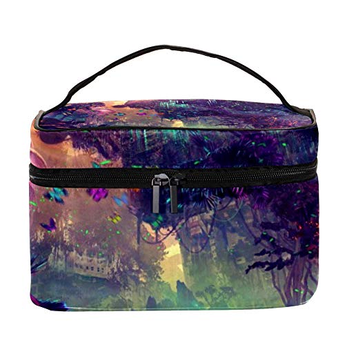 EZIOLY Glowing Forest Colorato Accessori da Viaggio da Donna con Tasca a Rete per Trucchi Trousse Organizer Multifunzione