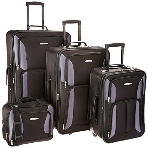 Rockland Jungle Softside Set di valigie verticali, nero/grigio, Taglia unica, Journey Softside Set di valigie verticali