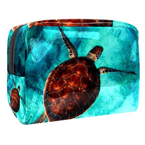 FunHOMEs Piccola borsa da viaggio per cosmetici da viaggio per donne e ragazze, impermeabile, portatile, organizer per riporre tutti i giorni, tartaruga marina, oceano tropicale