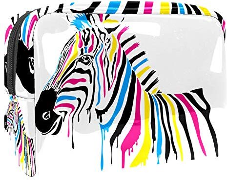 FunHOMEs Borsa da viaggio per cosmetici da viaggio per donne e ragazze, impermeabile, portatile, organizer per riporre tutti i giorni, Zebra con strisce colorate