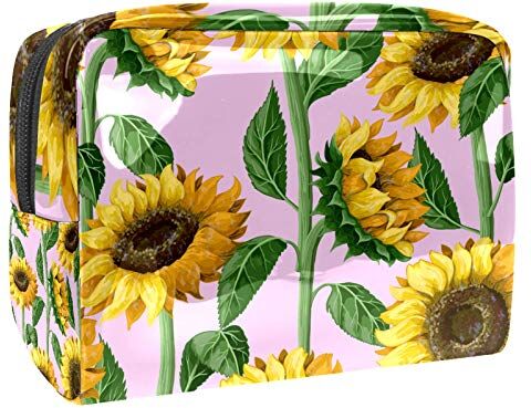 FunHOMEs Piccola borsa da viaggio per cosmetici da viaggio per donne e ragazze, impermeabile, portatile, organizer per riporre tutti i giorni, girasoli gialli