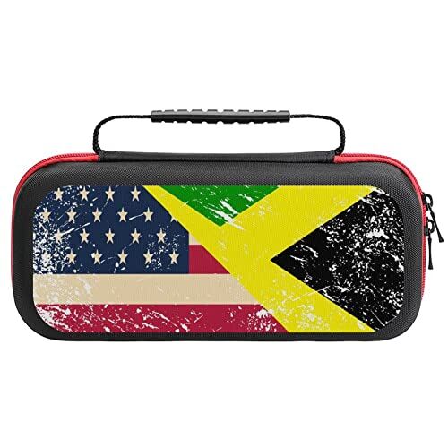 Generic0404 Borsa da trasporto rigida protettiva da viaggio con bandiera USA e giamaicana, con 20 cartucce di gioco