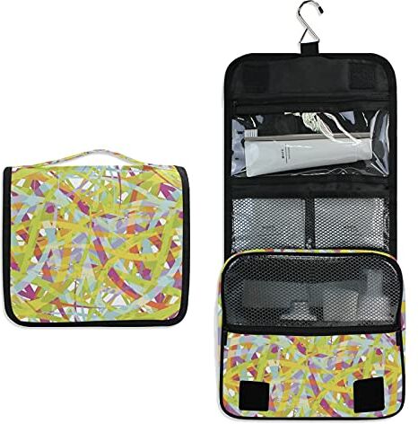 BEUSS Astratto Giallo Appeso Pieghevole da Toilette Borsa da viaggio Trousse da Toilette Beauty Case per da Donna Ragazza