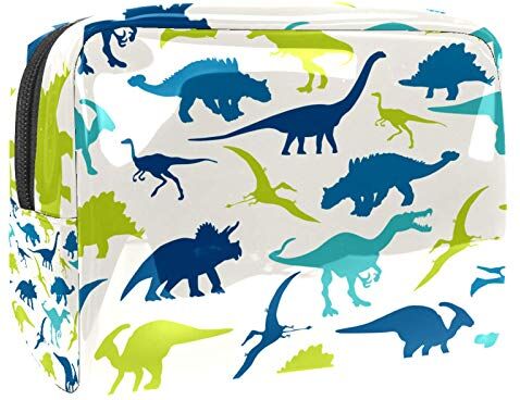 FunHOMEs Piccola borsa da viaggio per cosmetici da viaggio per donne e ragazze, impermeabile, portatile, organizer per riporre tutti i giorni, con dinosauri colorati