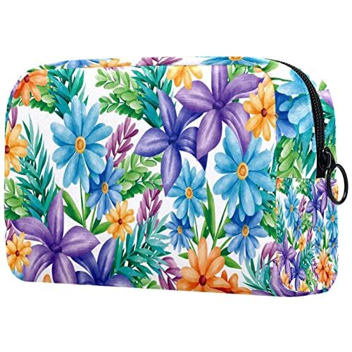 SORANO Borsa cosmetica Borsa da viaggio Borsa da viaggio Blu Giallo Viola Fiori Verde Foglie