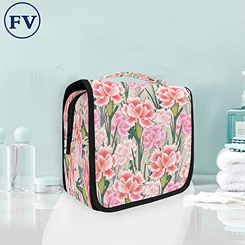 BEUSS Arte Del Fiore Rosa Appeso Pieghevole da Toilette Borsa da viaggio Trousse da Toilette Beauty Case per da Donna Ragazza