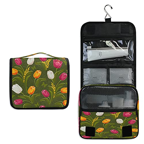 BEUSS Tela Rosa Appeso Pieghevole da Toilette Borsa da viaggio Trousse da Toilette Beauty Case per da Donna Ragazza