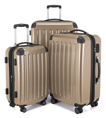 Hauptstadtkoffer ALEX Set di 3 valigie, valigie rigide, trolley, bagaglio da viaggio opaco, set da viaggio, 4 ruote doppie (S, M e L), Champagne