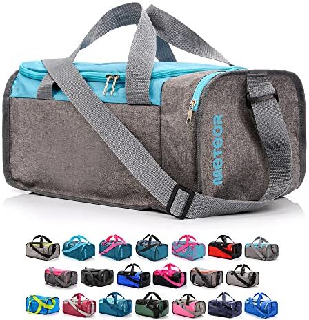 meteor Borsa per Palestra per la Piscina Borsone da Viaggio Una borsa sportiva spaziosa e comoda e per weekend, campeggio, ogni viaggio con tracolla (20L) e (40L) (Blu/grigio, 20L)