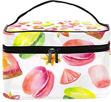 Shiiny Acquerello Dolci Cakes Macaron Donuts Multifunzione Portatile Toiletry Organizer Donna Trousse da Viaggio con Tasca in Rete