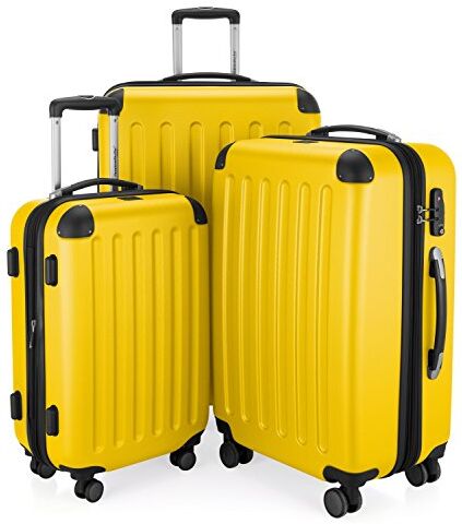 Hauptstadtkoffer SPREE Set di 3 valigie, Valigie rigide, Trolley con 4 doppie ruote, Bagaglio da viaggio opaco, Set da viaggio, TSA, (S, M e L), Giallo