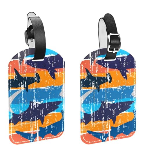 MUOOUM 2 etichette per bagagli astratte squali subacquee modello valigia etichette per viaggi
