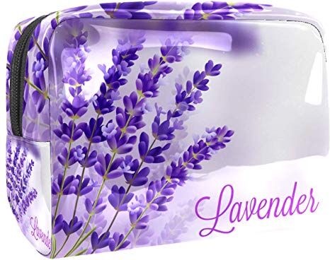 FunHOMEs Piccola borsa da viaggio per cosmetici da viaggio per donne e ragazze, impermeabile, portatile, organizer per riporre tutti i giorni, fiori di lavanda