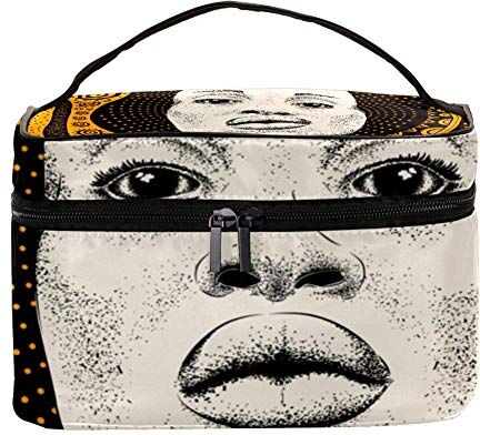 Shiiny Africana Ragazza Nero Donna Multifunzione Organizzatore Portatile da Toiletteria Donne Viaggio Cosmetici Borse con Tasca a Rete