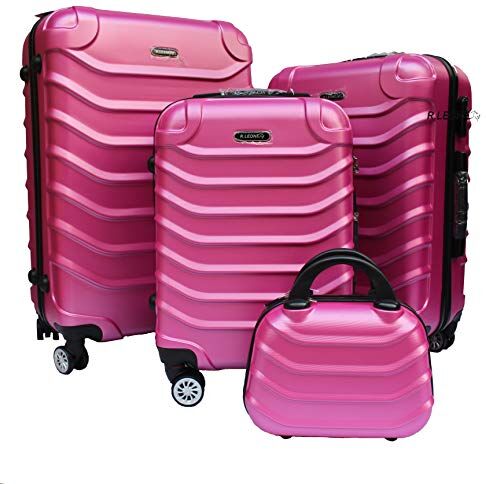 Leone Valigia da 1 pezzo Fino a Set 4 Trolley Rigido grande, medio, bagaglio a mano e beauty case 4 ruote in ABS 2026 (Rosa, XS Beauty case)