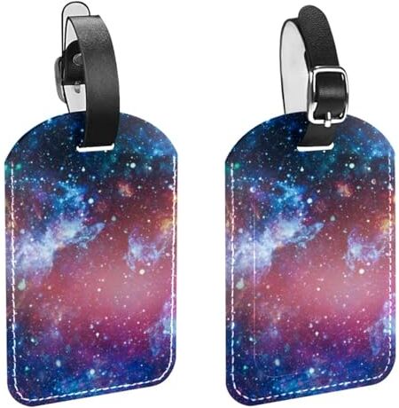 MUOOUM Universe Stars Nebulosa Galaxy Space Pattern Travel Tag in pelle valigia etichette set di 2