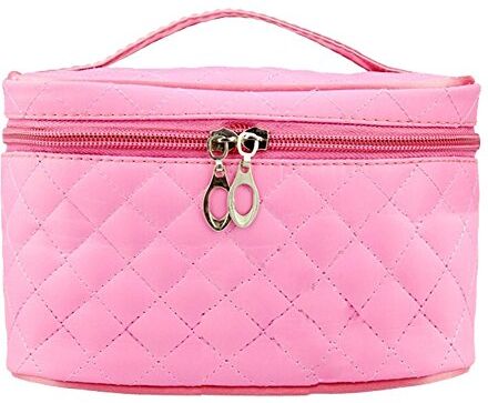 Drasawee donna nylon makeup bag Travel organizer per cosmetici borsetta rosa Pink 20*12*12cm