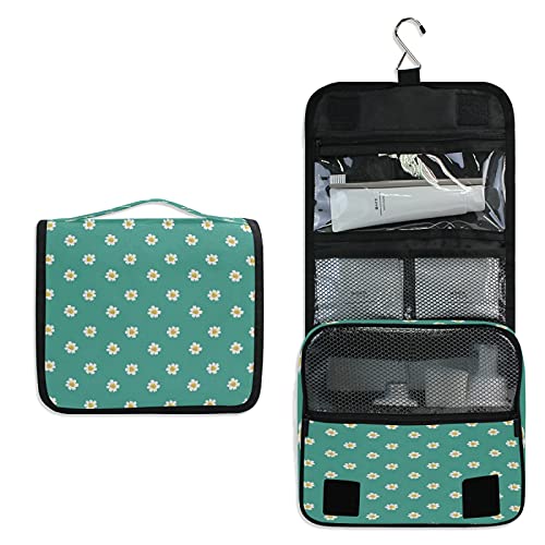 BEUSS Fiore Verde Appeso Pieghevole da Toilette Borsa da viaggio Trousse da Toilette Beauty Case per da Donna Ragazza