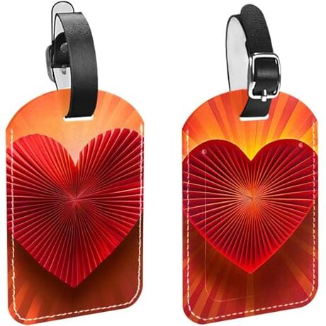 KQNZT Etichette per bagagli, confezione da 2 etichette personalizzate per bagagli, etichette per bagagli in pelle, etichette per bagagli carine, etichette uniche per bagagli, cuore cartone animato rosso