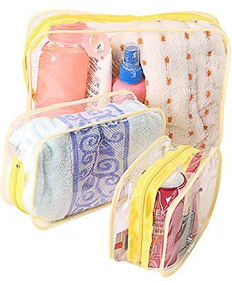 MSYOU Set di trousse trasparenti impermeabili, beauty case da viaggio, da toilette, organizzatore multifunzionale per donne e ragazze, colore: azzurro