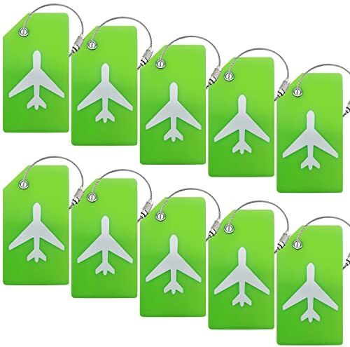 BlueCosto 10x Verde Etichette Valigia Viaggio Aereo Etichetta per Valigie Aereo Targhetta Bagaglio Luggage Tag