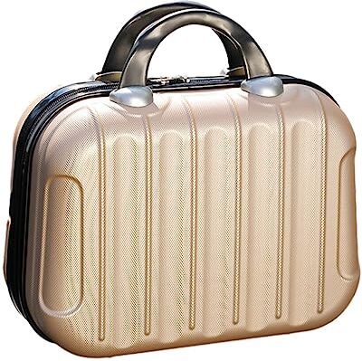 SUIOPPYUW Organizzatore di trucco portatile ABS Valigia Box Borsa Imbarco Cosmetic Case Bag Attaccato al Trolley Festival Gift, Champagne