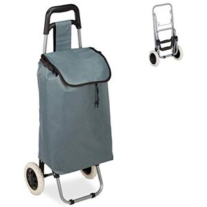 Relaxdays Carrello Portaspesa, Pieghevole, 25 l, Shopping Trolley con Ruote, max.10 kg, HLP 91x40x30 cm, Grigio Relaxdays Carrello Portaspesa, Pieghevole, 25 l, Shopping Trolley con Ruote, max.10 kg, HLP 91x40x30 cm, Grigio