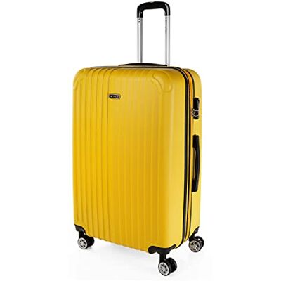 ITACA Valigia 23Kg da stiva capiente Valigia rigida XL con ruote silenziose Valigia espandibile Trolley Grande Rigido leggero ideale per viaggi lunghi con Lucchetto a combinazione, Giallo ITACA Valigia 23Kg da stiva capiente Valigia rigida XL con ruote silenziose Valigia espandibile Trolley Grande Rigido leggero ideale per viaggi lunghi con Lucchetto a combinazione, Giallo