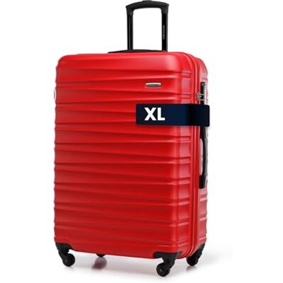 WITTCHEN Valigia da viaggio grande trolley valigia check-in guscio rigido ABS 4 ruote piroettanti chiusura a combinazione maniglia telescopica Groove Line rosso Ryanair/ITA Airways/easyJet/Wizz Air WITTCHEN Valigia da viaggio grande trolley valigia check-in guscio rigido ABS 4 ruote piroettanti chiusura a combinazione maniglia telescopica Groove Line rosso Ryanair/ITA Airways/easyJet/Wizz Air