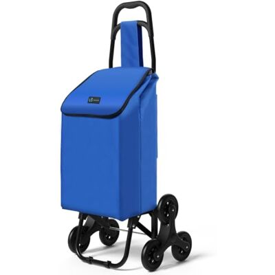 VOUNOT ® Carrello Spesa Tre Ruote Pieghevole, Carrello Portaspesa Richiudibile, Saliscale, Borsa Impermeabile Rimovibile, Blu VOUNOT ® Carrello Spesa Tre Ruote Pieghevole, Carrello Portaspesa Richiudibile, Saliscale, Borsa Impermeabile Rimovibile, Blu