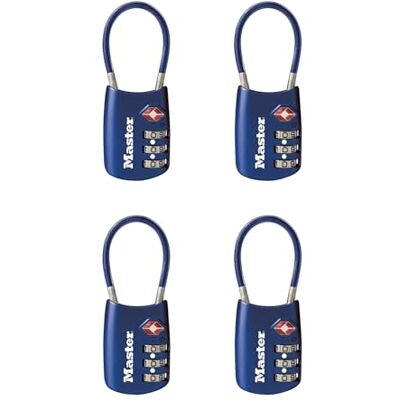 Master Lock Blu Set Your Own Combinazione TSA Approvato Lucchetto Bagagli, Viaggio Cerniera Lucchetto è perfetto per valigie, borse o zaini, 4 pezzi, Master Lock Blu Set Your Own Combinazione TSA Approvato Lucchetto Bagagli, Viaggio Cerniera Lucchetto è perfetto per valigie, borse o zaini, 4 pezzi,