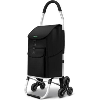 VOUNOT ® Carrello Spesa Pieghevole in Alluminio, Carrello Portaspesa 6 Ruote con Borsa Oxford Staccabile, 58 L, Nero VOUNOT ® Carrello Spesa Pieghevole in Alluminio, Carrello Portaspesa 6 Ruote con Borsa Oxford Staccabile, 58 L, Nero