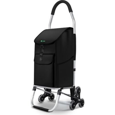 VOUNOT ® Carrello Spesa Pieghevole in Alluminio, Carrello Portaspesa 6 Ruote con Borsa Oxford Staccabile, 58 L, Nero VOUNOT ® Carrello Spesa Pieghevole in Alluminio, Carrello Portaspesa 6 Ruote con Borsa Oxford Staccabile, 58 L, Nero