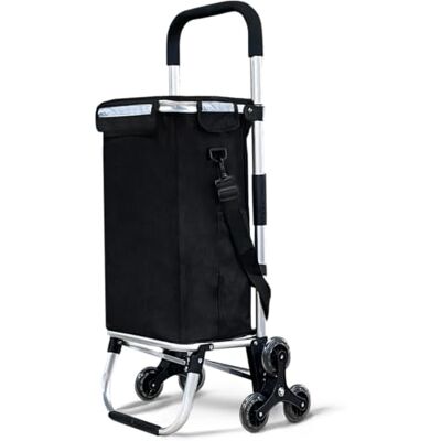 VOUNOT ® Carrello Spesa Pieghevole in Alluminio, Carrello Portaspesa 6 Ruote con Borsa Termico, 58 L, Nero VOUNOT ® Carrello Spesa Pieghevole in Alluminio, Carrello Portaspesa 6 Ruote con Borsa Termico, 58 L, Nero